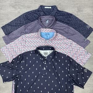 Lot Of 4 Peter Millar Johnnie O Denton Country Club AOP Polo Shirt Preppy XL EUC